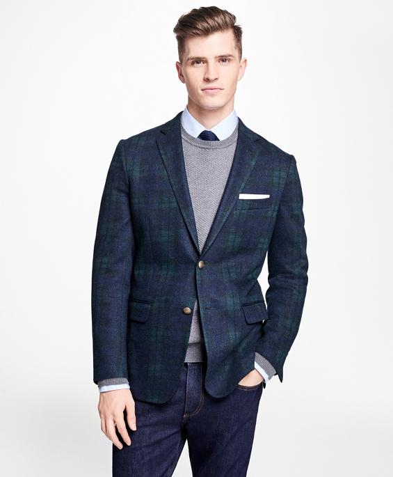 Black Watch Tartan Stretch-Wool Knit Blazer