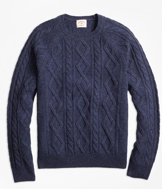 Merino Wool Cable Crewneck Sweater