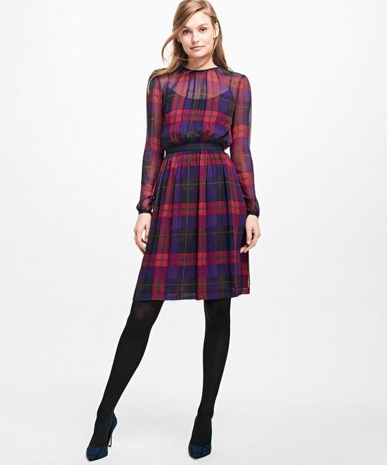 Plaid Chiffon Dress